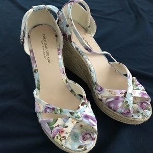 floral print size 10 wedges summer